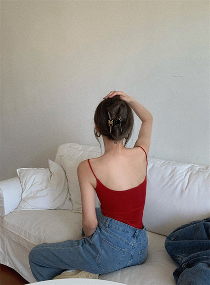 25Jul. 基礎版型 超好搭歐美低領螺紋背心 紅/藍