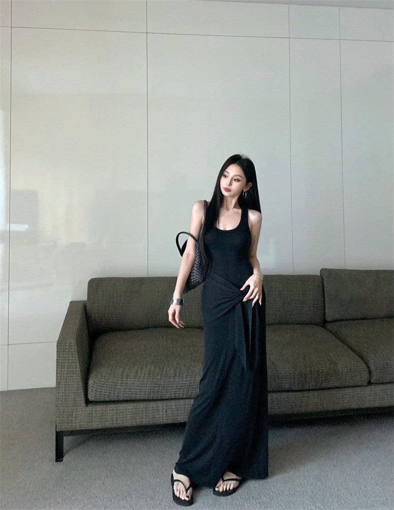 25Aug. 遮小腹瘦瘦工字背心裙（繫帶另附）白/黑