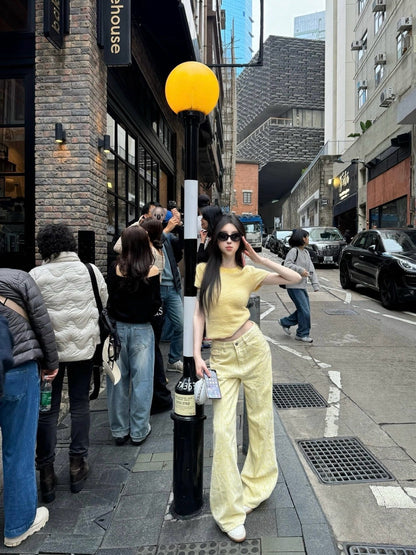 Apr. 起司夾心 時髦D1or印花直筒休閒褲