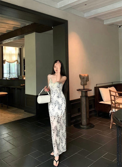 25Sep. 復古豹紋印花雪紡連身裙