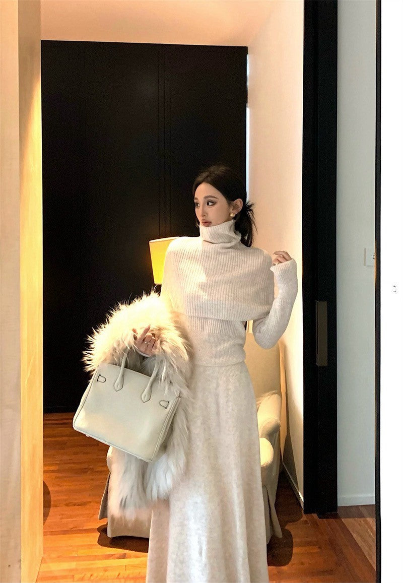 Feb. 時髦三件套 清冷感美人針織上衣半身裙 奶杏