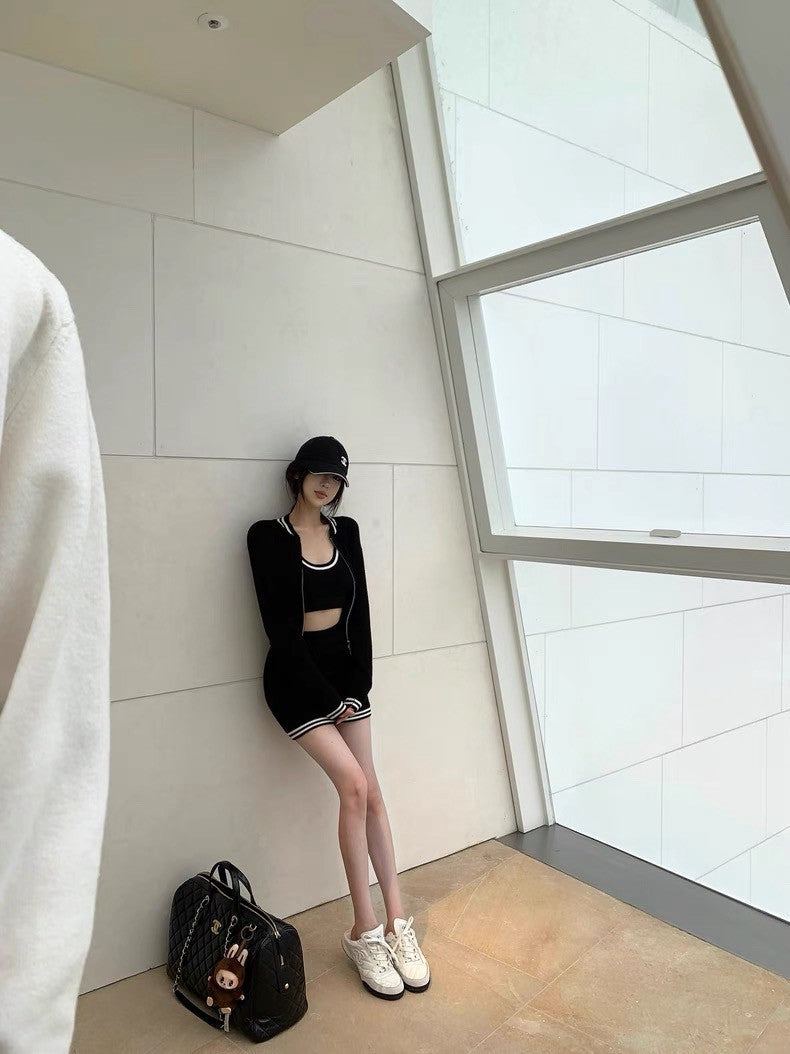 25Oct. 早秋通勤百搭運動半身裙3件套 白/黑