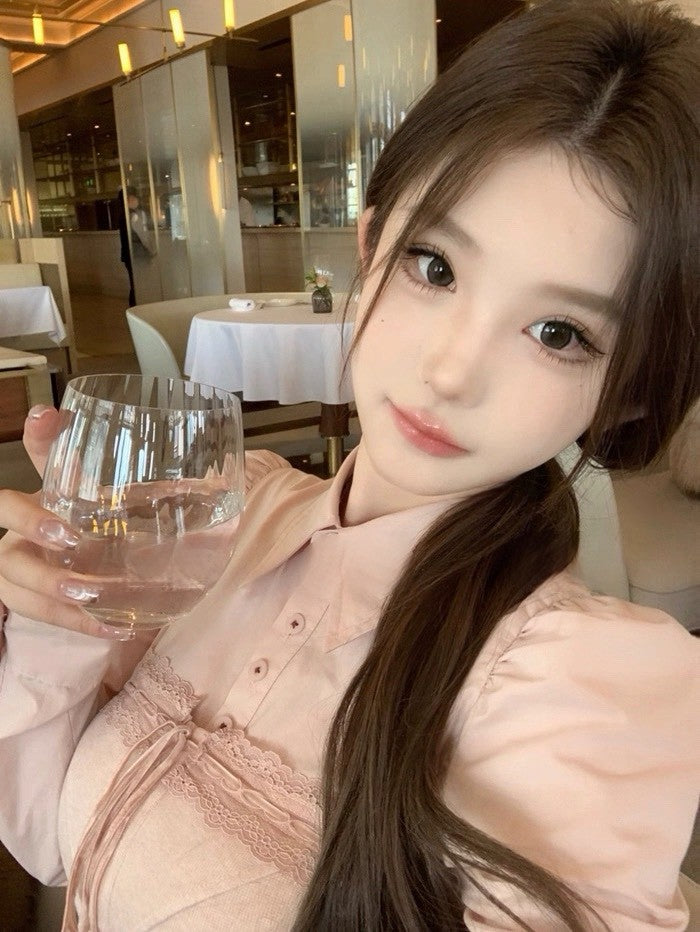 26Jan. Julia少女甜心宮廷風襯衫/蕾絲抹胸 粉色系