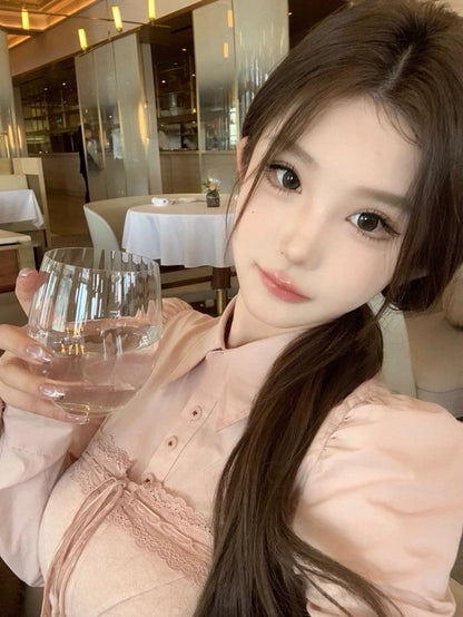 26Jan. Julia少女甜心宮廷風襯衫/蕾絲抹胸 粉色系