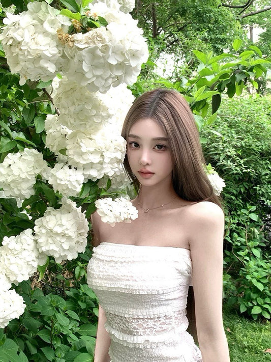 Jun. 蔚甜白梔 性感縷空花美背抹胸