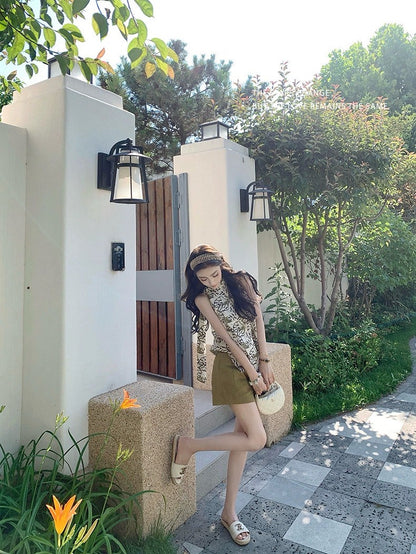 25Aug. Plant*氧氣叢林 老錢植物感印花背心 亞麻短褲