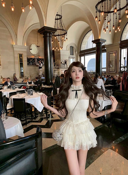 Jun. 法式公主 復古氣質蕾絲蛋糕裙套裝