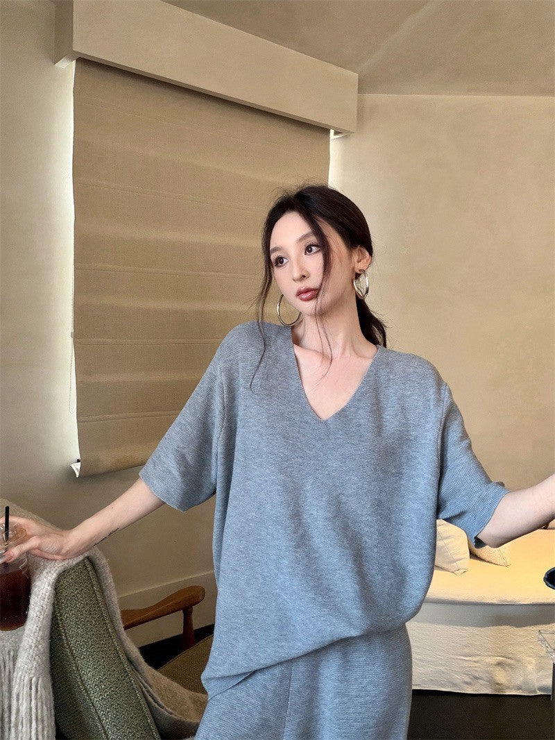 26Jun. 海島渡假日 一套不用想慵懶休閒褲套裝 灰色