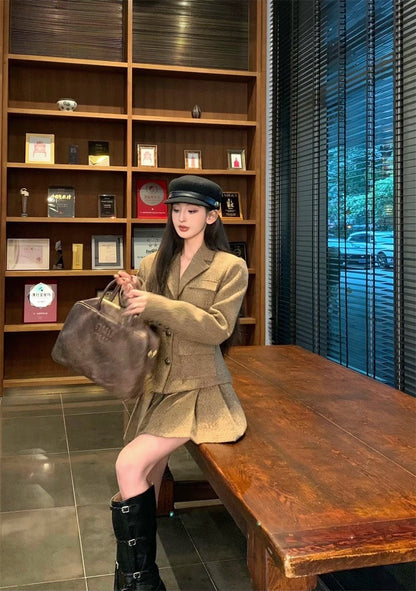 Feb. 元英比例 韓系收腰西裝百褶裙套裝