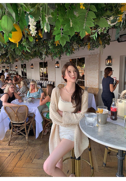 25Oct. 秋日織語慵懶肌理縷空長版針織外套