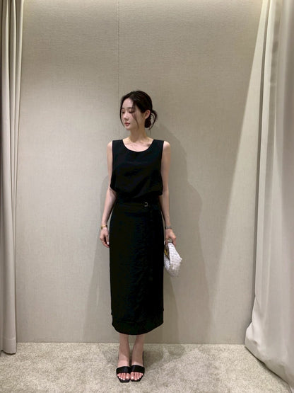 25Aug. 溫柔chic圓領背心半身裙套裝 米白/黑