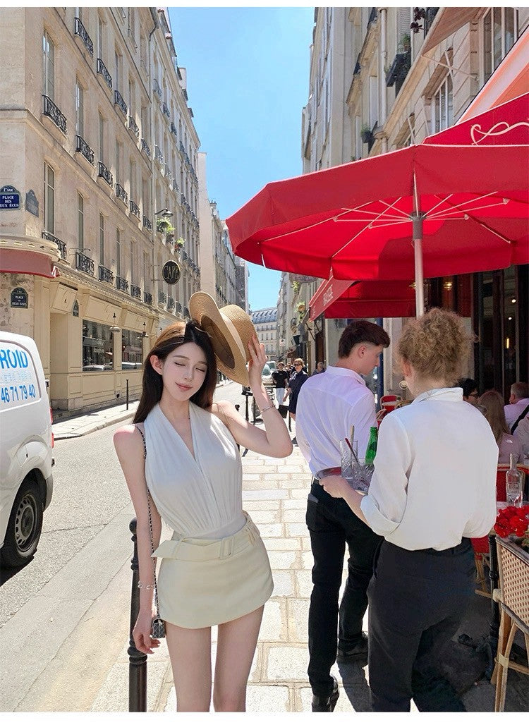 25Aug. 本期摯愛韓系夢露掛脖連擋背心 白