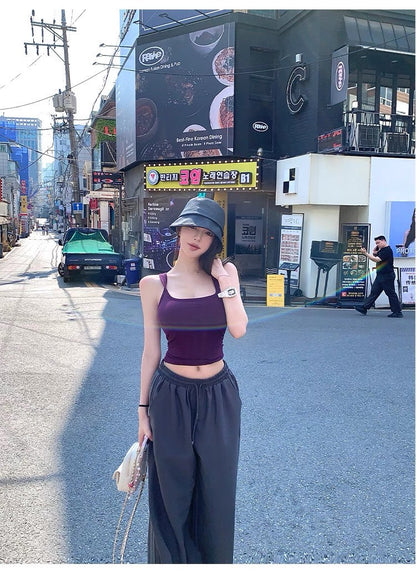 25Jul. 韓漫身材 修身純欲帶胸墊背心 紫