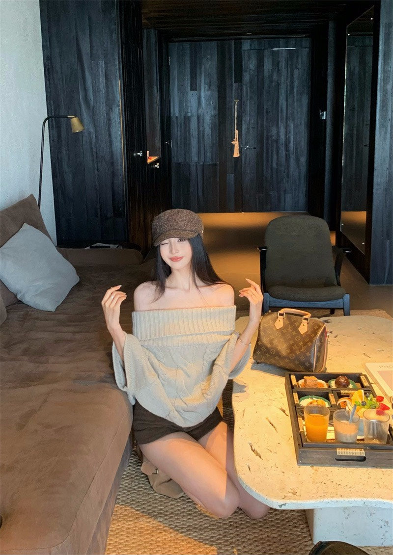 25Nov. 加厚溫柔韓系兩穿麻花針織上衣 米白/卡色