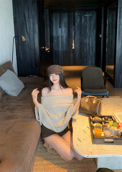 25Nov. 加厚溫柔韓系兩穿麻花針織上衣 米白/卡色