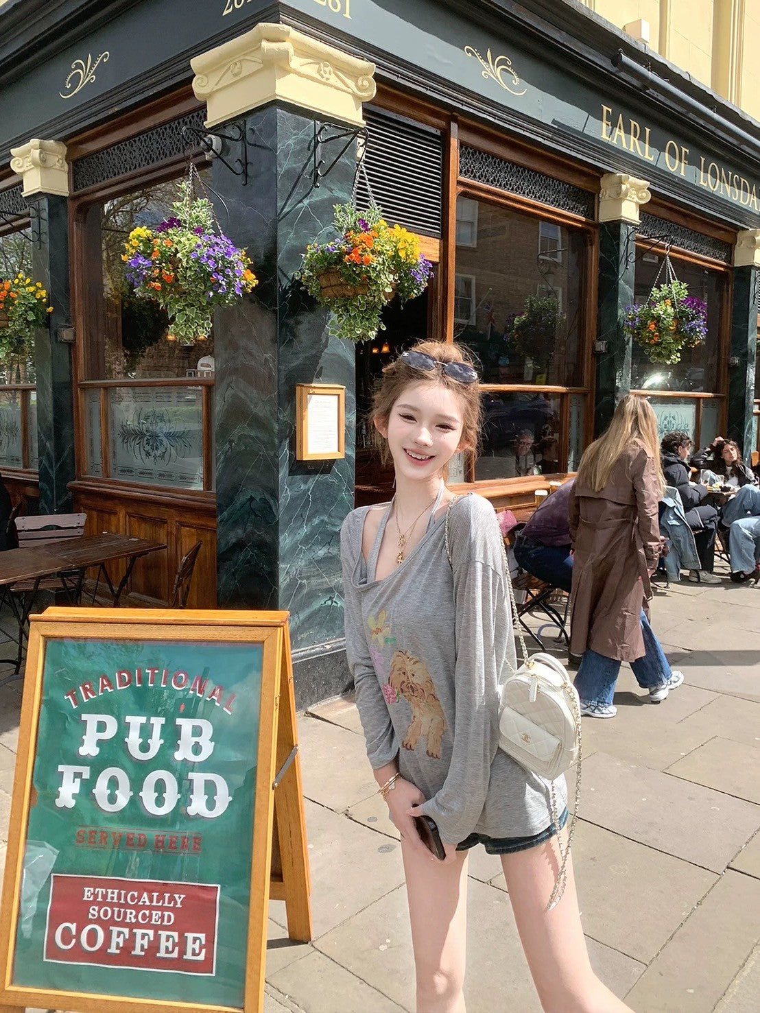 Jun. 萌狗勾 天絲小狗印花兩件式防曬上衣 灰色