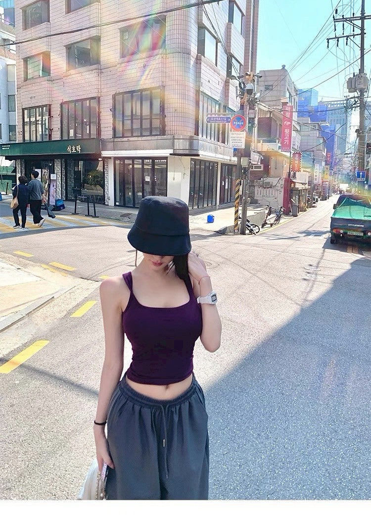 25Jul. 韓漫身材 修身純欲帶胸墊背心 紫