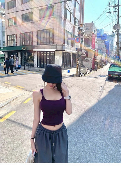 25Jul. 韓漫身材 修身純欲帶胸墊背心 紫