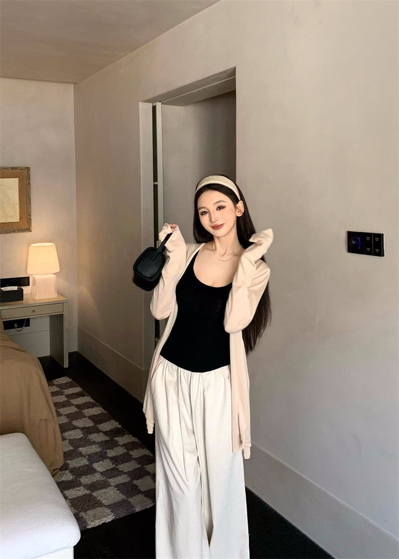 25Nov. 慵懶掛溫柔開衫 針織背心/亞麻色系休閒褲