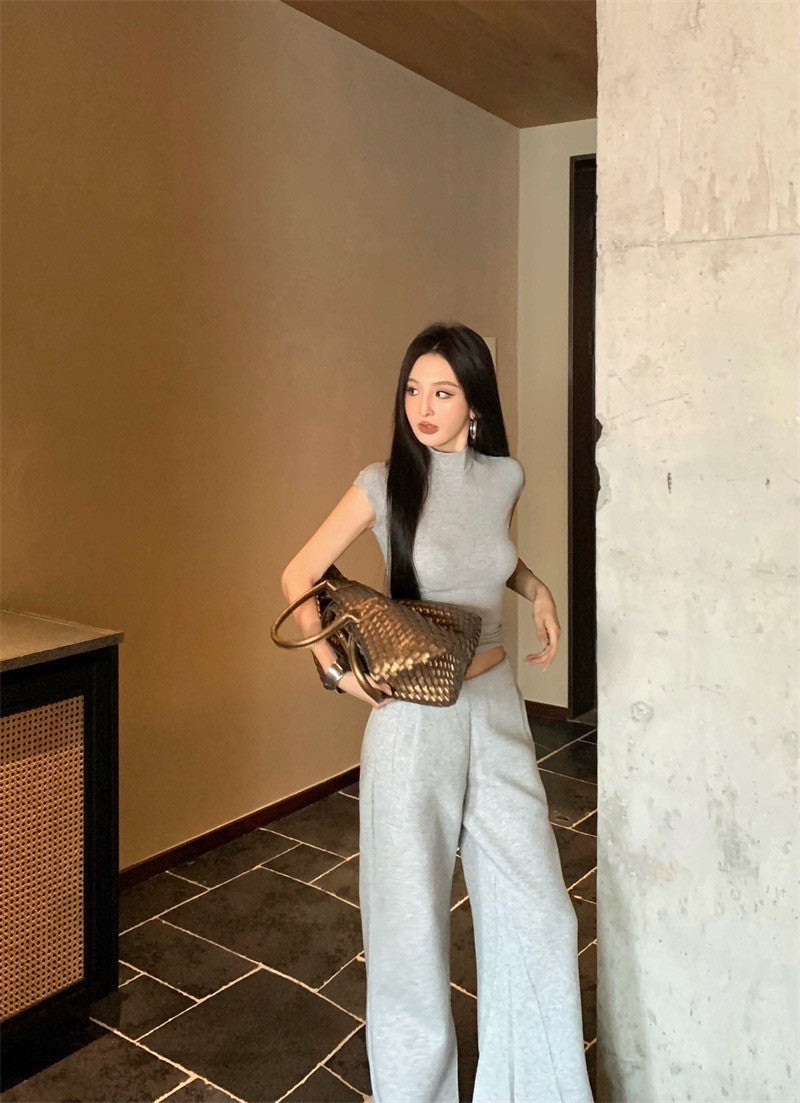 May. 瘦瘦萬搭半高領彈力t/Ro系列高腰衛褲 灰