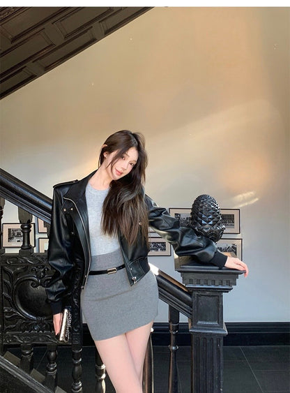 Mar. 高智韓女 羊毛修身圓領針織半身裙套裝