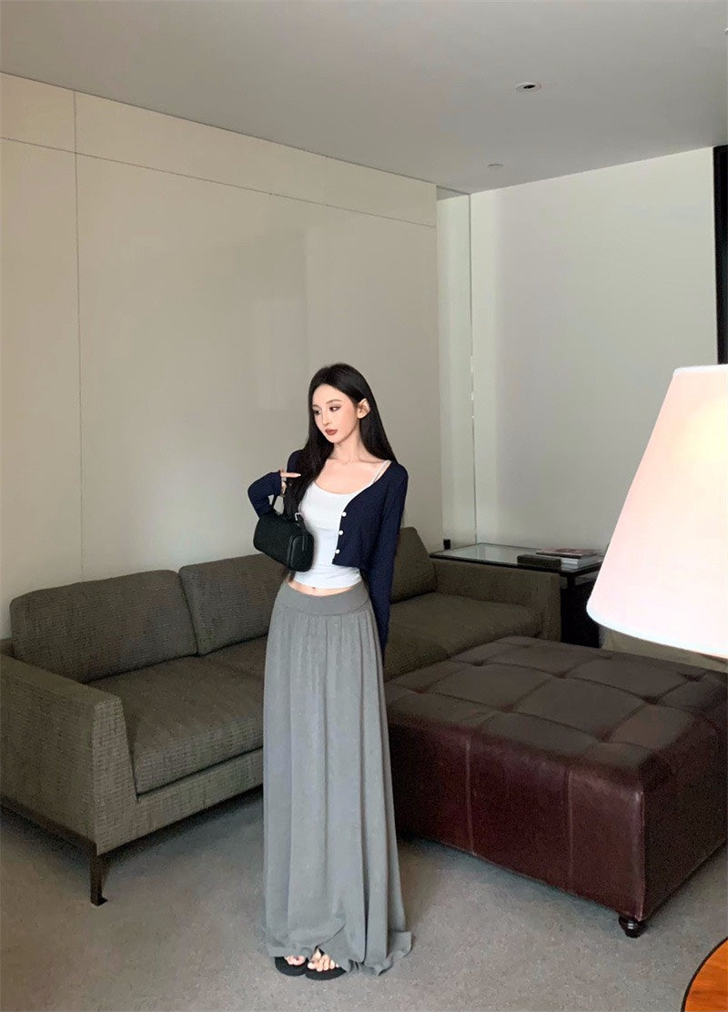 25Nov. 清爽藍系列-基礎通勤百搭單品多色選上衣/藍色棉質半身裙