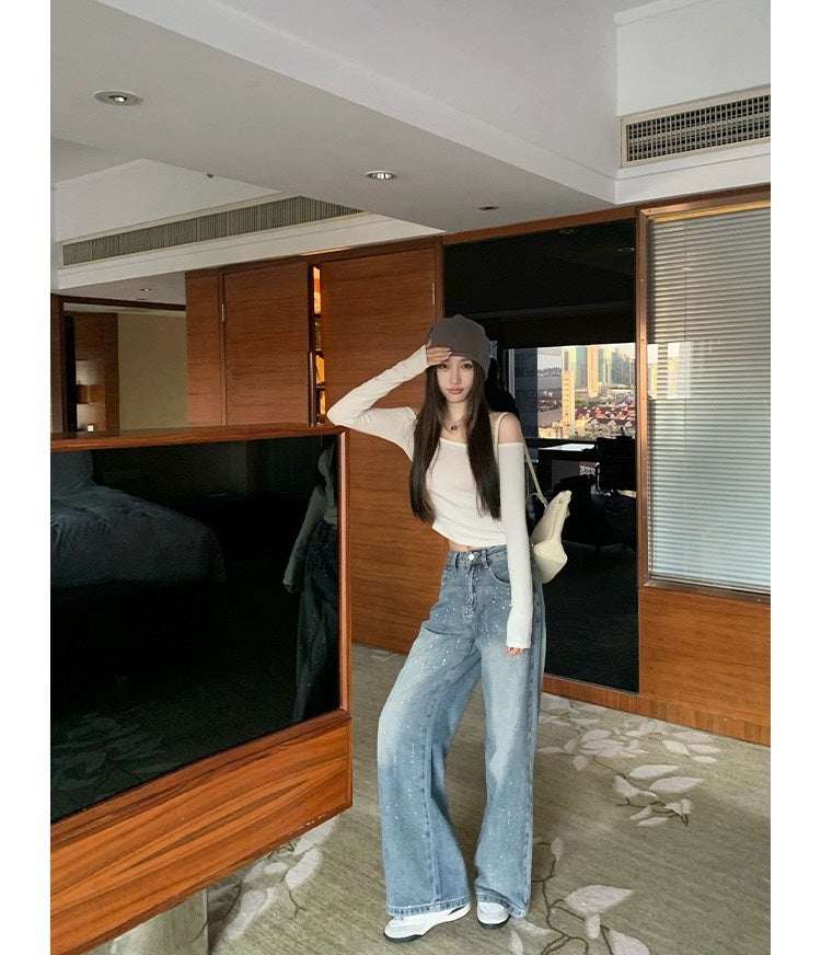 25Nov. 碎落星河鑽閃復古闊腿牛仔褲