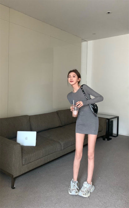 25Jul. 復古緊身套頭針織衣 灰