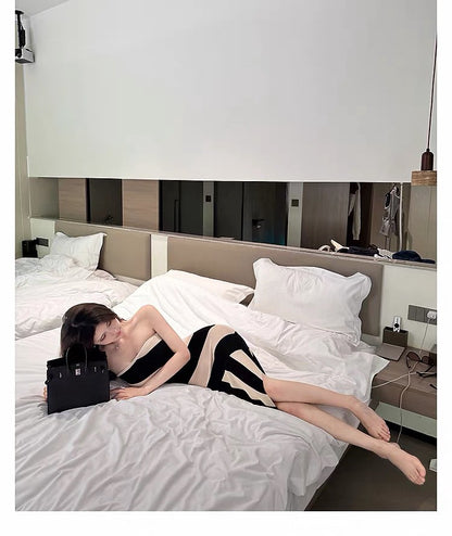 26Jul. 巴西辣模撞色針織抹胸裙