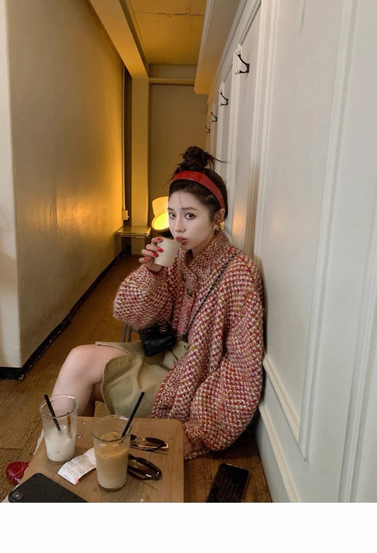 25Dec. 彩色收藏家重工粗針手邊羊毛長外套