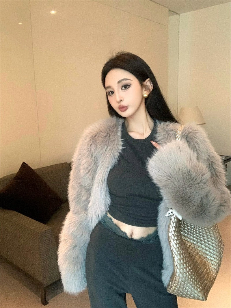 Mar. 簡約高級感 圓領修身高腰休閒褲套裝 灰