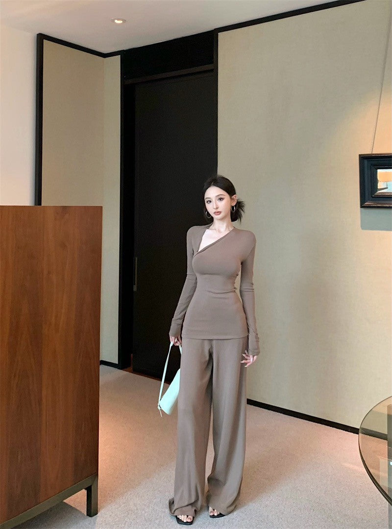 Jun. 好身材有氧不規則設計感長袖針織套裝 卡