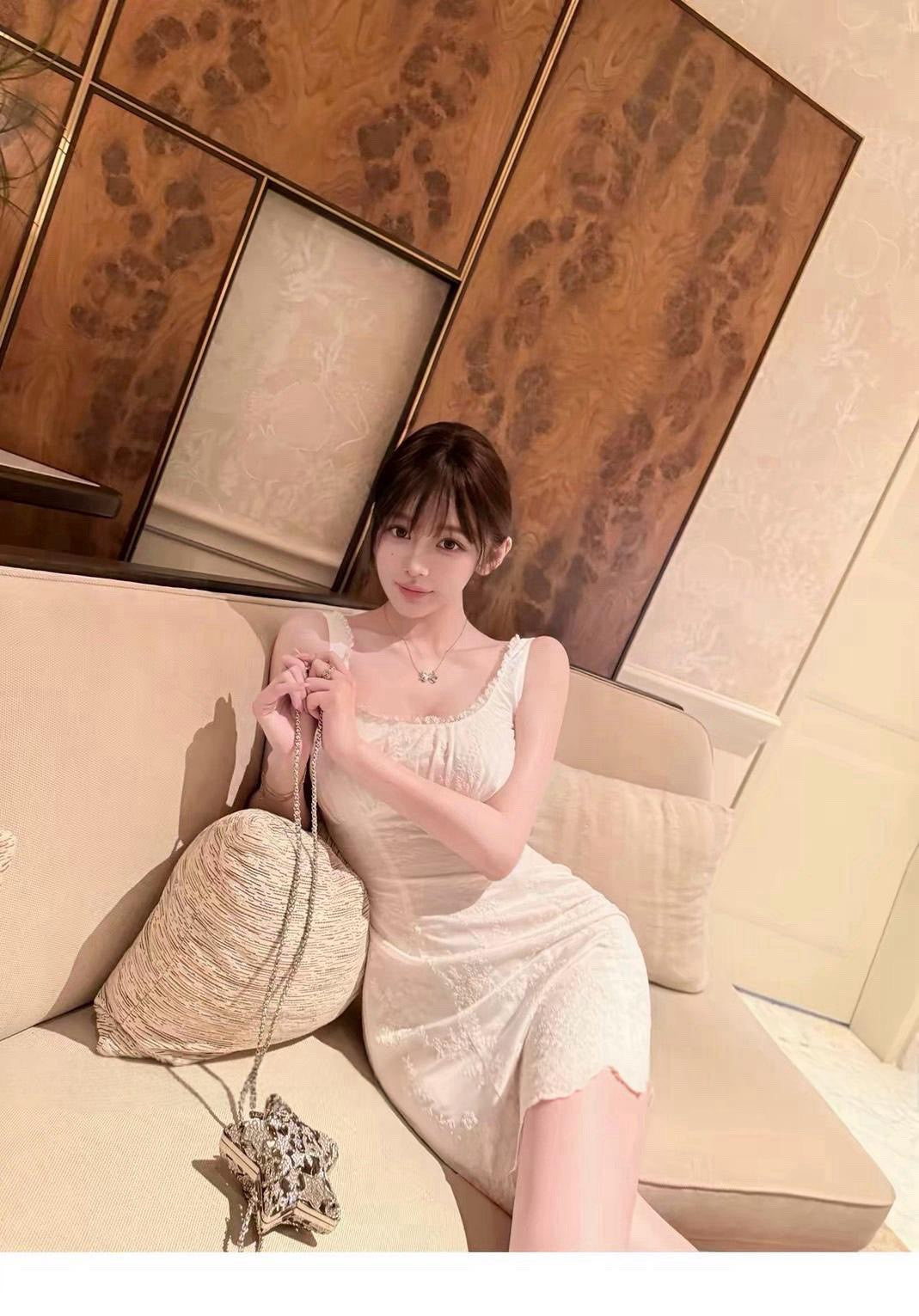 26Jul. 復古小白裙 浪漫蕾絲繡花連身裙