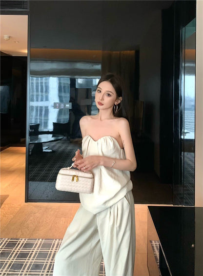 Jun. 簡約老錢調 慵懶設計感2版型上衣 寬鬆休閒褲 米杏色