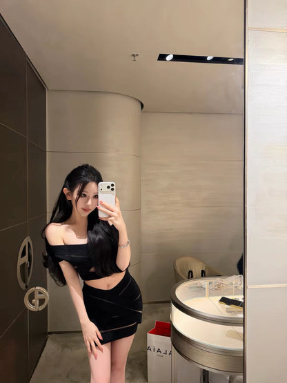26Jun. 性感指標小巴繃帶針織美學套裝 黑/白