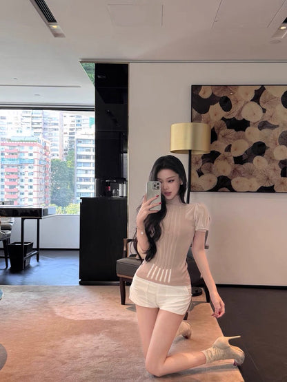 25Aug. 夢幻Franc*高奢時尚豎條感上衣 粉