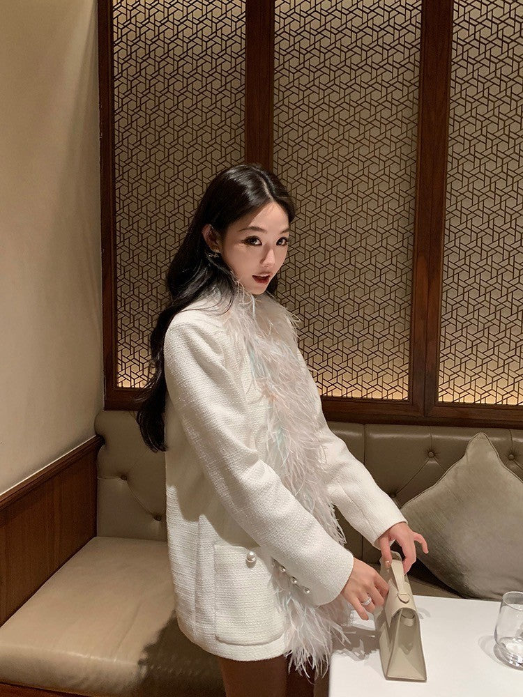 Oct. 典藏理想系列 鴕鳥毛定染編織廓形西裝外套