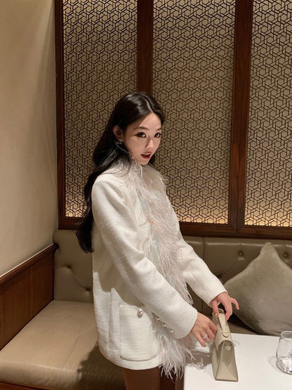 Oct. 典藏理想系列 鴕鳥毛定染編織廓形西裝外套