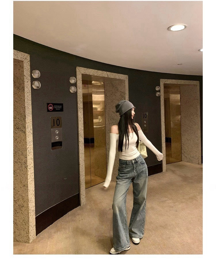 25Nov. 碎落星河鑽閃復古闊腿牛仔褲