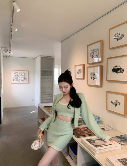 25Oct. 早秋通勤百搭運動半身裙3件套 薄荷綠