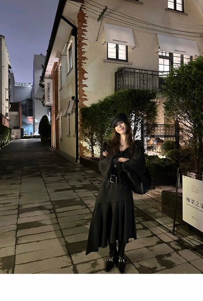 25Dec. 浪漫波卡氣質荷葉雪紡泡泡襯衫 黑