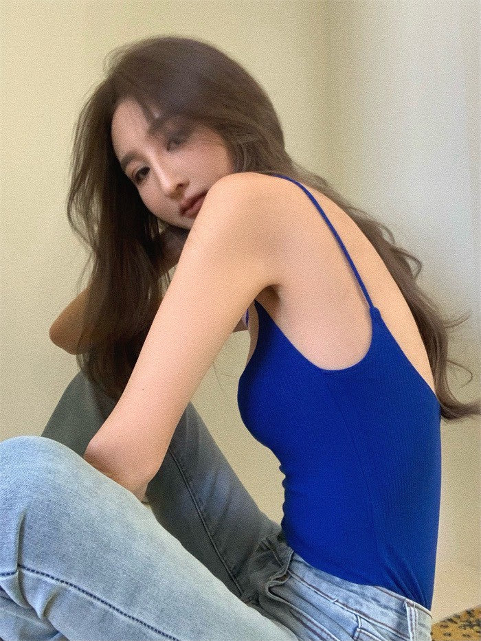 25Jul. 基礎版型 超好搭歐美低領螺紋背心 紅/藍