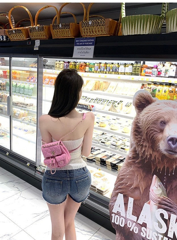 Mar. 純欲神器 拉鏈調節抹胸針織 杏白