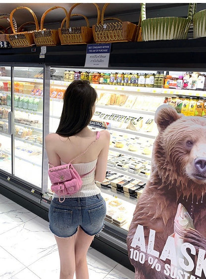 Mar. 純欲神器 拉鏈調節抹胸針織 杏白