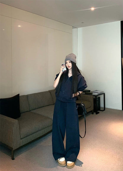 Feb. 韓星慵懶掛 休閒連帽外套 鬆緊休閒褲 格紋羽絨背心