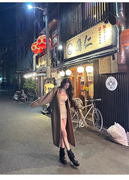 25Nov. 半熟秋日 松茶可可一粒釦韓系針織大衣