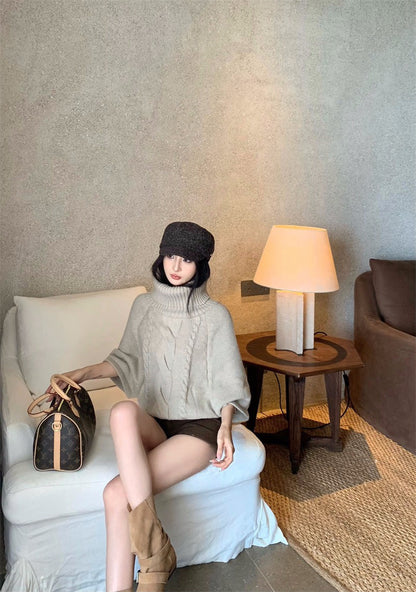 25Nov. 加厚溫柔韓系兩穿麻花針織上衣 米白/卡色