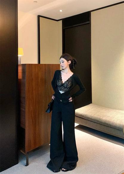 May. 時髦女人 蕾絲花邊排扣開衫 2色 性感蕾絲打底背心