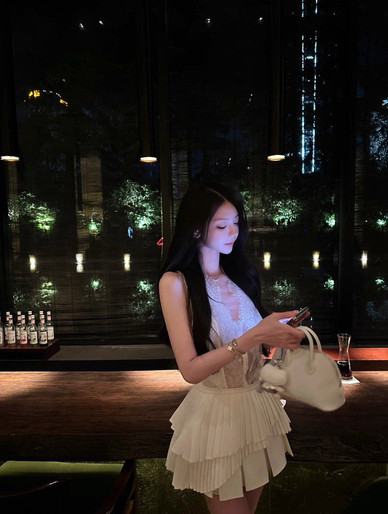 25Aug. 紙鶴工藝時髦A字學院百褶裙