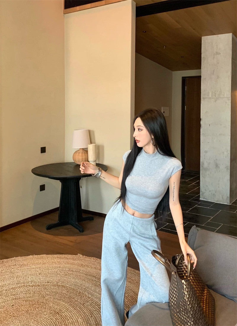 May. 瘦瘦萬搭半高領彈力t/Ro系列高腰衛褲 灰